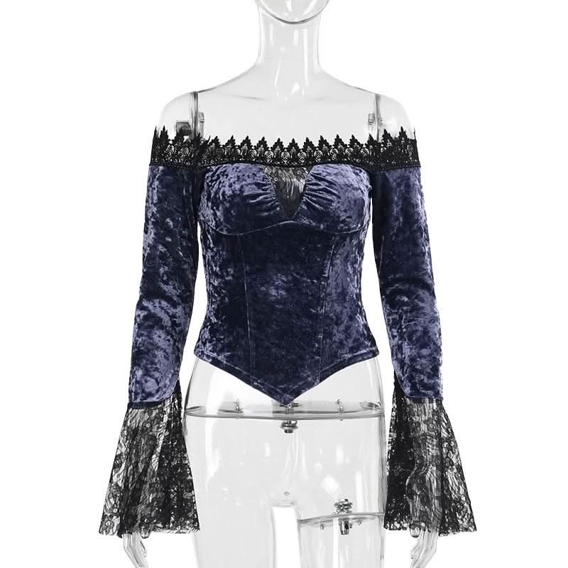 Midnight Plum Velvet & Lace Off-Shoulder Top - Your Essential Fall & Holiday Statement Piece