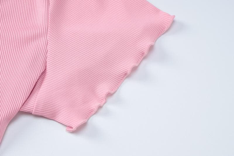 Cute Pink Ribbed Knit Mini Dress with Lettuce Trim - Fall Ready Style