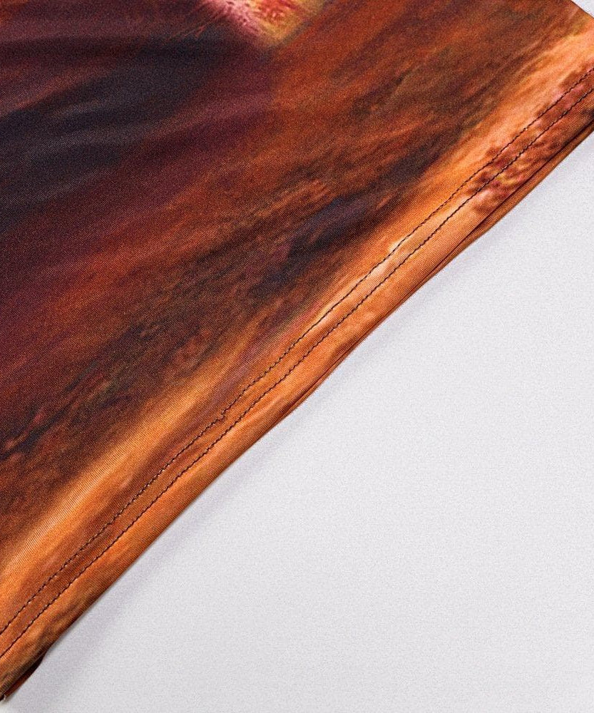 Renaissance Reverie Cut-Out Halter Maxi Dress - Fall Art Print Statement Piece