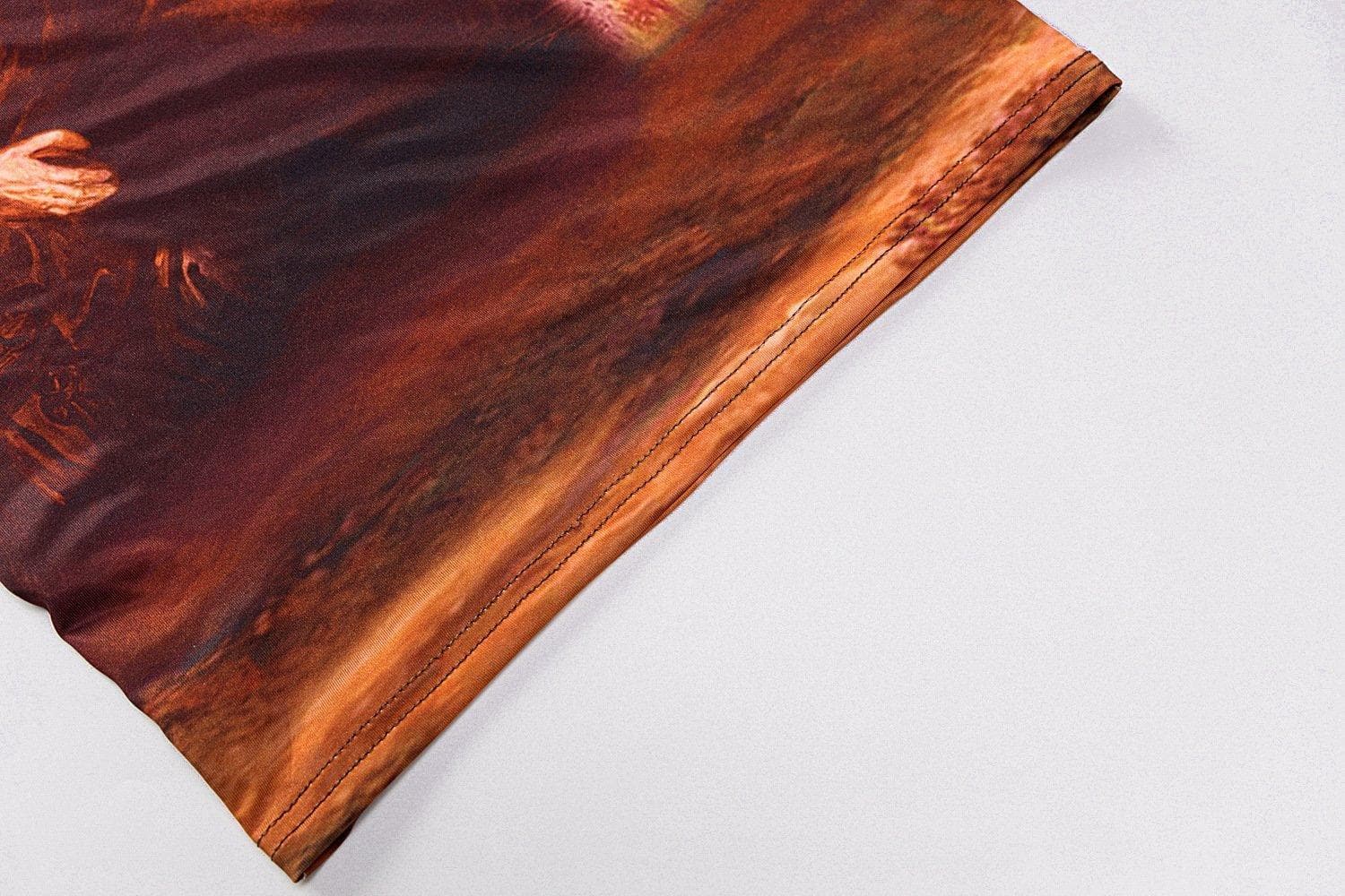 Renaissance Reverie Cut-Out Halter Maxi Dress - Fall Art Print Statement Piece