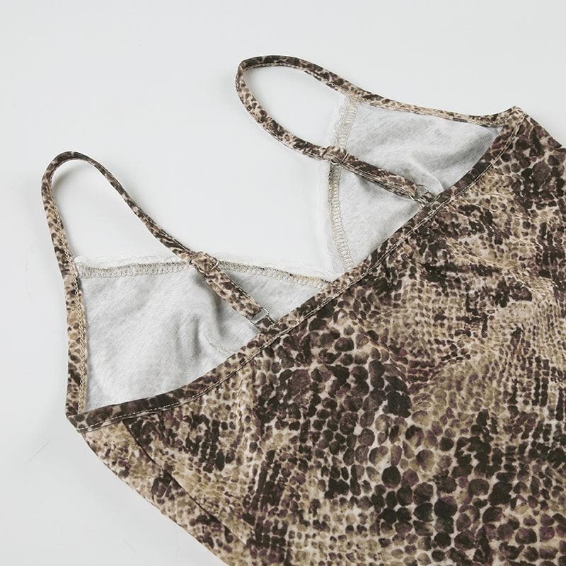 Wildly Chic: Snakeskin Print Lace Trim Cami with Bow | Fall & Beyond