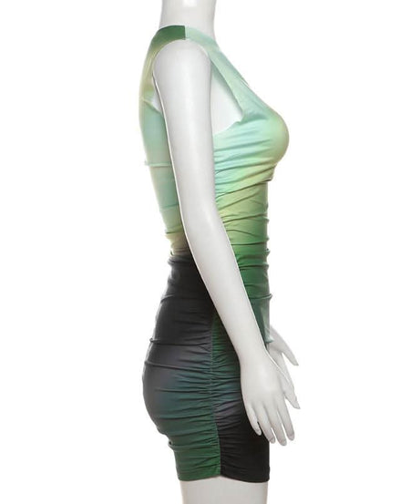 Chic Ombre One-Shoulder Ruched Bodycon Mini Dress - Your Go-To for Fall & Holiday Parties