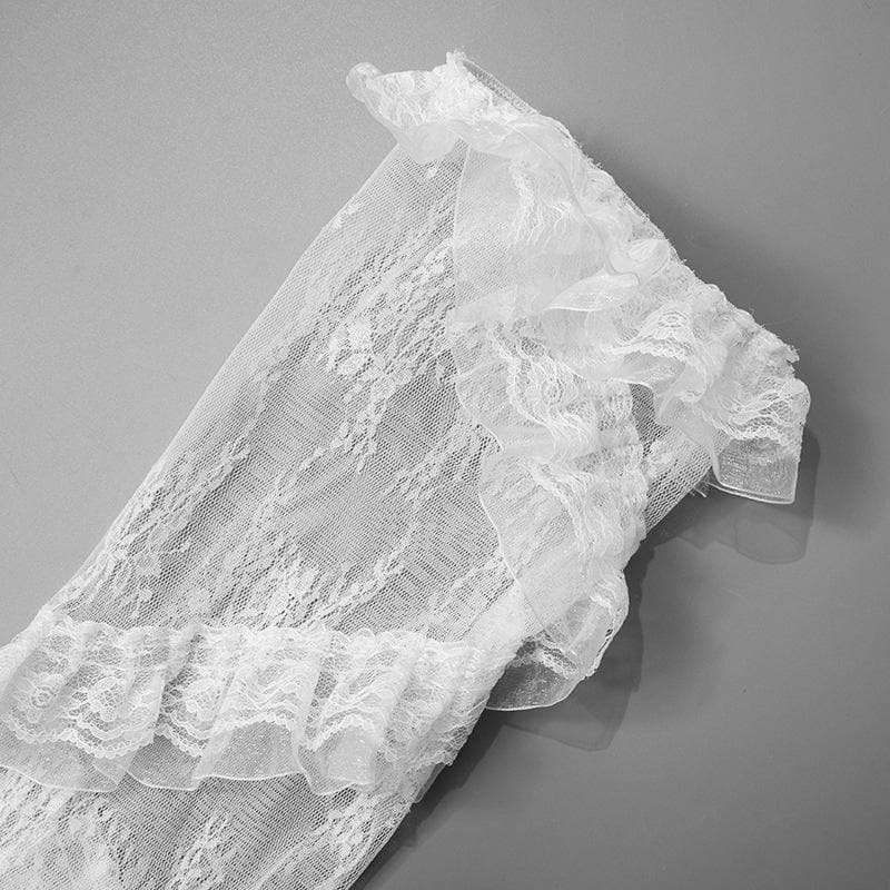 Spellbinding Gothic Lace Ruffle Thigh-High Stockings - Halloween & Dark Romance Essential