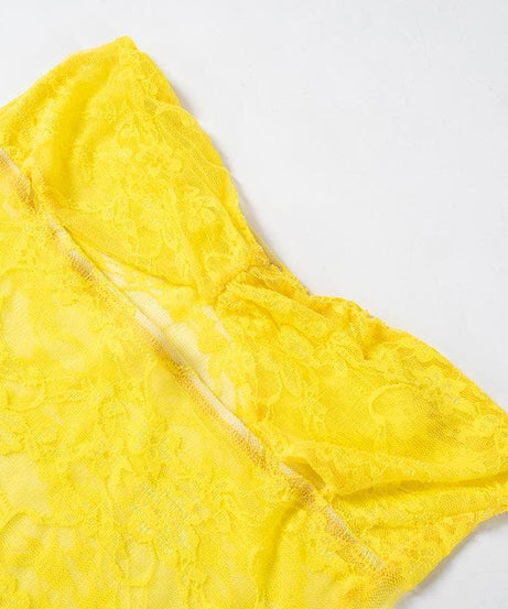 Vibrant Yellow Lace Cut-Out Tube Top & Leggings Set – Your Ultimate Halloween & Party Statement