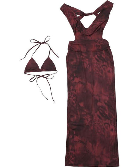 Sultry Fall Nights Halter Maxi Dress | Deep Burgundy Cowl Neck Statement Gown