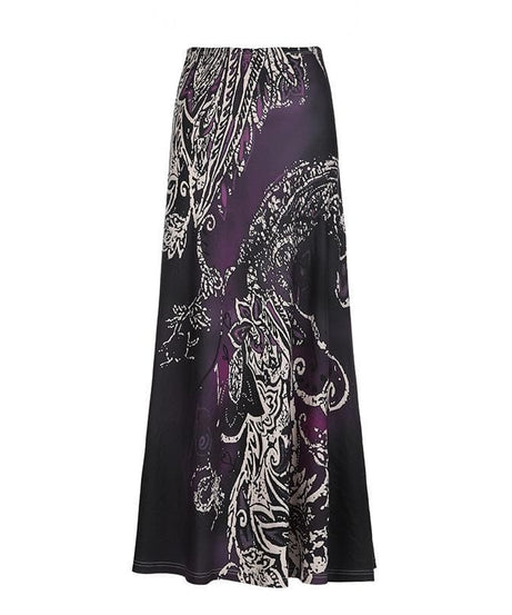 Fall Whisper High-Rise Maxi Skirt - Elegant Abstract Paisley Print