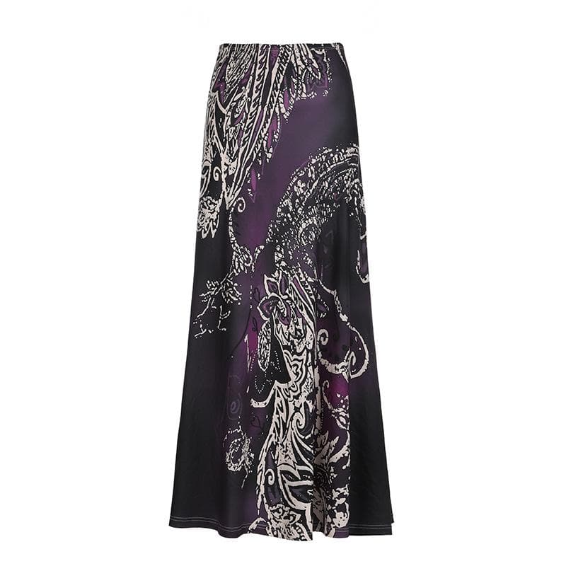 Fall Whisper High-Rise Maxi Skirt - Elegant Abstract Paisley Print