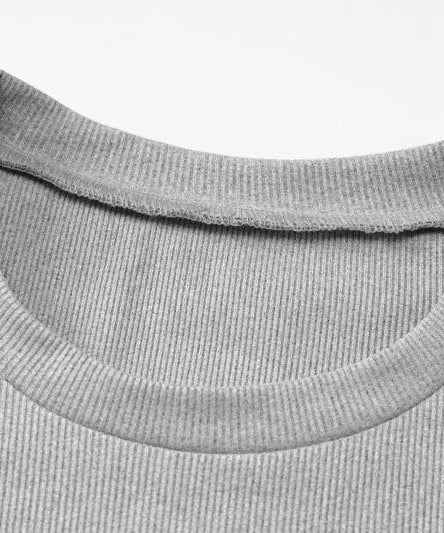 Effortless Fall Style: Cozy Heather Grey 2-Piece Cropped Tee & Wide-Leg Drawstring Pant Set