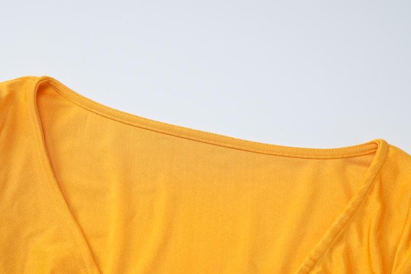 Chic Fall Essential: Black Wrap V-Neck Long Sleeve Crop Top with Thumbholes