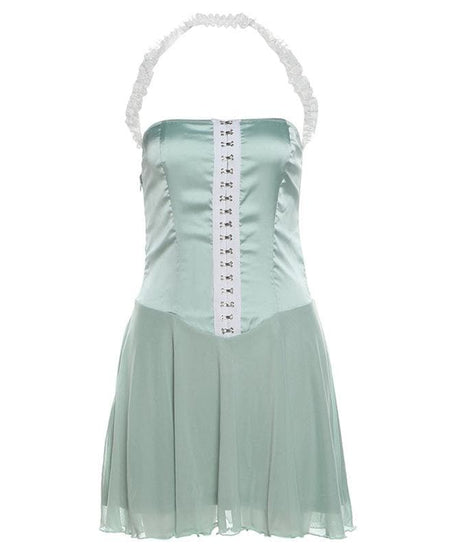 Enchanting Mint Green Halter Mini Dress | Resort & Holiday Chic