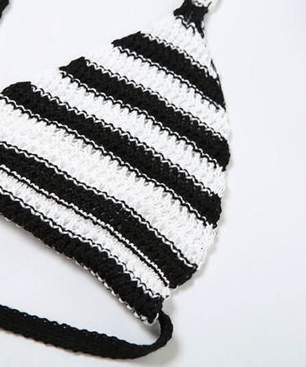 Fall Getaway Chic: Striped Knit Halter Top & Ruffle Mini Skirt Set