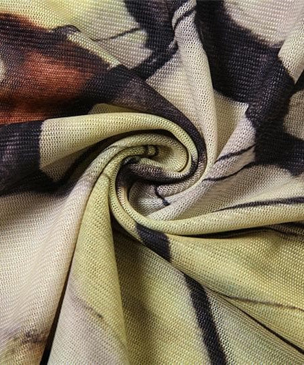 Enchanting Butterfly Art One-Shoulder Mesh Top - Flared Sleeve Y2K Style for Fall