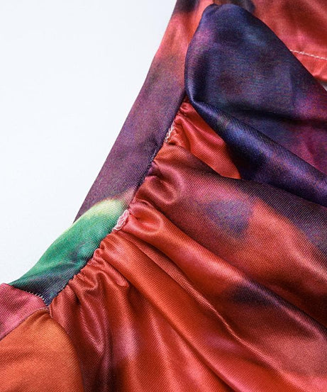 Autumn Bloom Strapless O-Ring Ruffle Midi Dress - Vibrant Party & Cocktail Chic