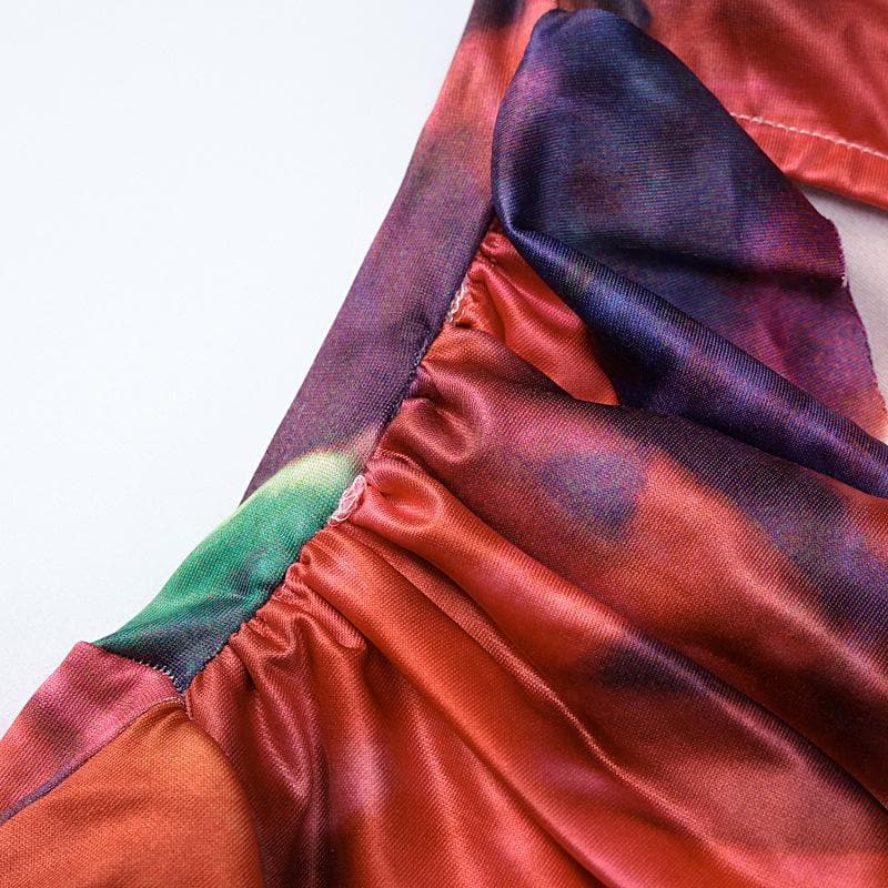 Autumn Bloom Strapless O-Ring Ruffle Midi Dress - Vibrant Party & Cocktail Chic