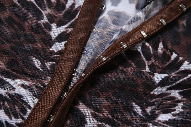 Wild Instincts Leopard Mesh Cami & Ruffle Shorts Set - Fierce Fall Loungewear