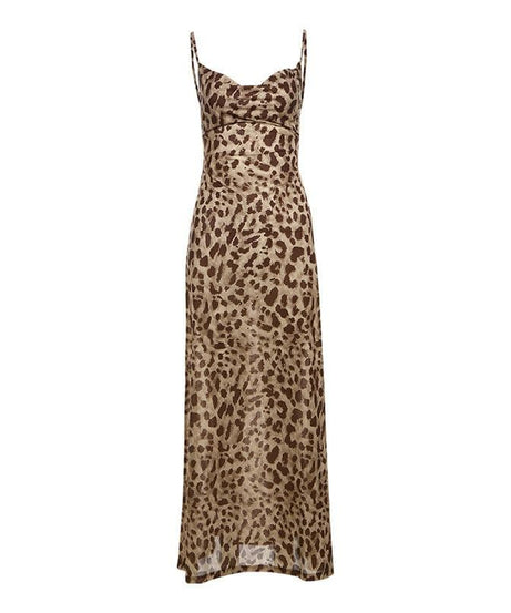 Autumn Allure: Leopard Print Cowl Neck Cami Maxi Dress - Your Fall & Holiday Statement