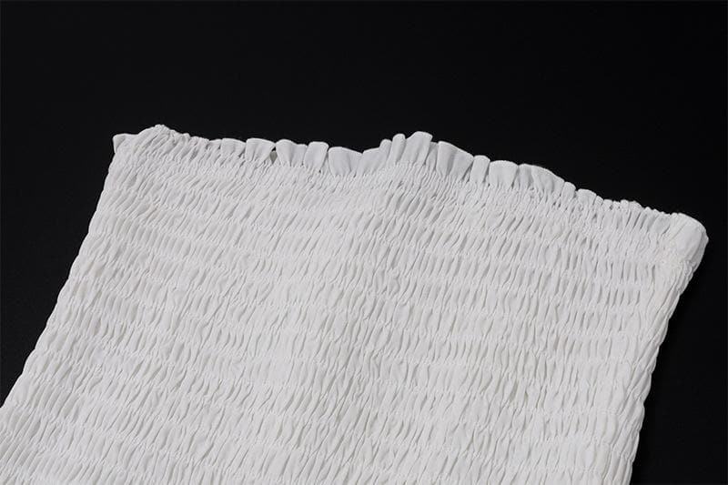 Effortless White Smocked Strapless Maxi Dress - Tiered Lace Boho Style for Your Resort Getaway