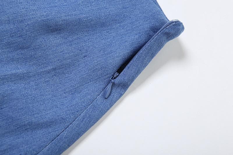 Dusty Blue Floral Halter Top & Asymmetric Midi Skirt Set - Your Chic Vacation & Resort Getaway Essential