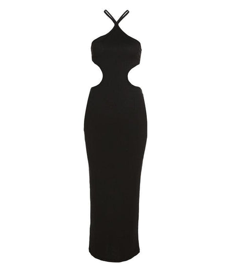 Sleek Halter Cutout Ribbed Midi Dress - Your Essential Fall & Holiday Party Statement