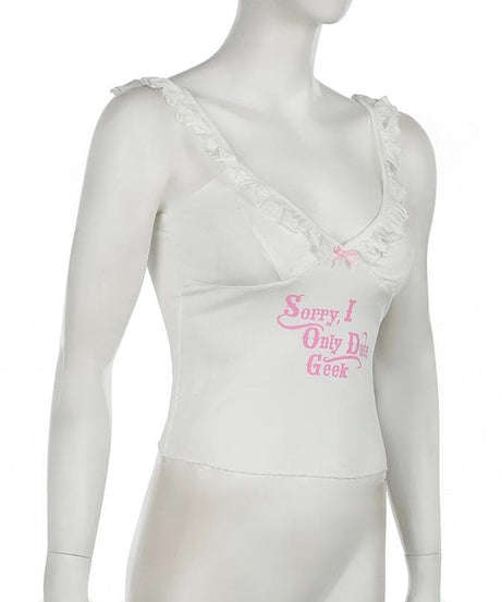 Sorry, I Only Date Geek Ruffle Cami Top – Cozy & Cute Fall V-Neck for American Women