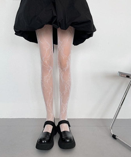 Bewitching Bloom Lace Fishnet Tights – Fall's Must-Have for Spooky Chic Style!