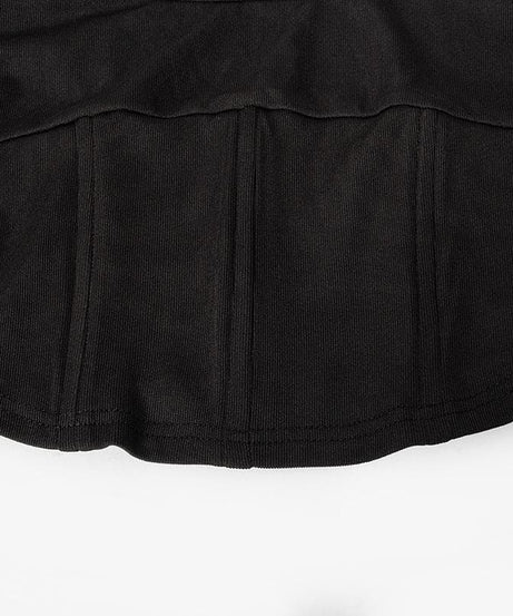 Chic Black Bustier Square Neck Long Sleeve Crop Top - Fall & Holiday Essential