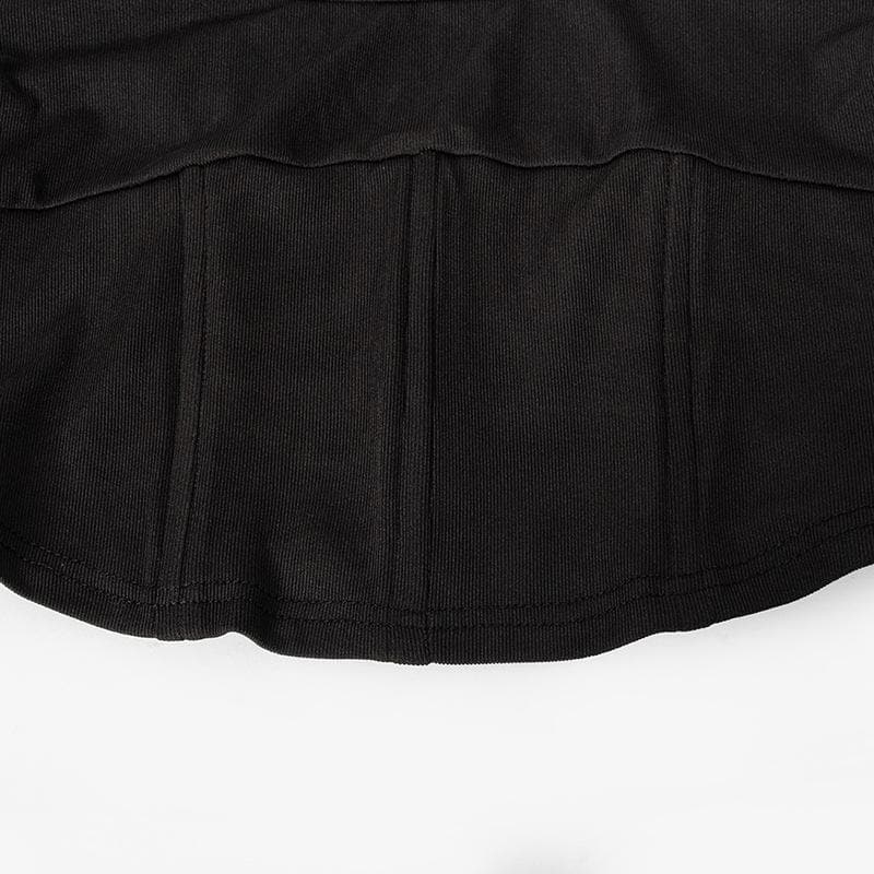 Chic Black Bustier Square Neck Long Sleeve Crop Top - Fall & Holiday Essential