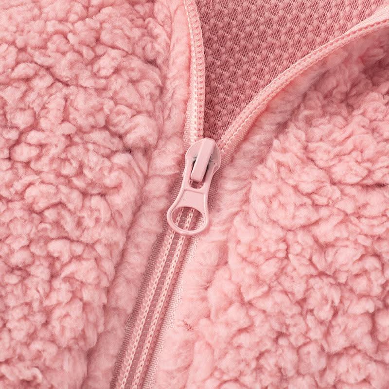 Cozy Chic Pink Sherpa Loungewear Set: Cropped Zip-Up Top & Comfy Shorts for Fall