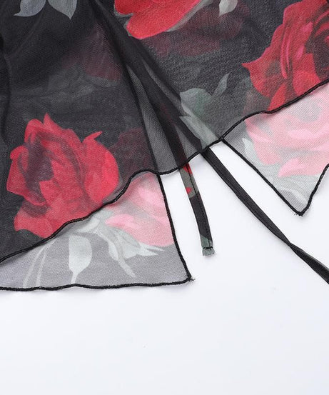 Fall Romance Rose Mesh Strapless Maxi Skirt Set | Holiday Glam