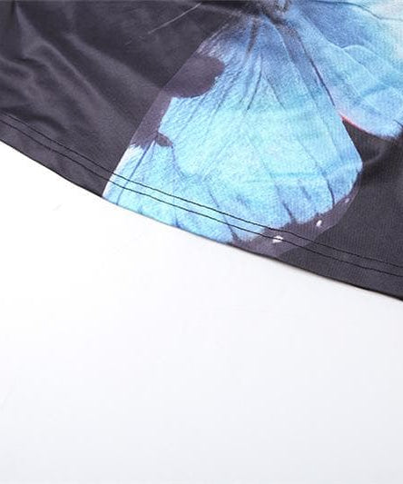 Y2K Butterfly Glam: One-Shoulder Crop Top & Maxi Skirt Set - Fall Event Ready