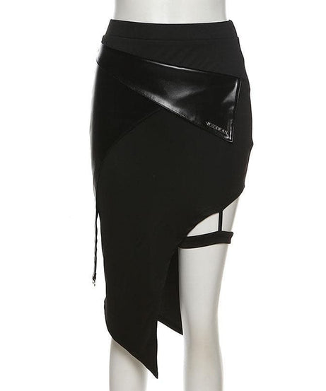 Rogue Elegance Asymmetric Garter Slit Skirt - Your Ultimate Fall & Halloween Statement Piece