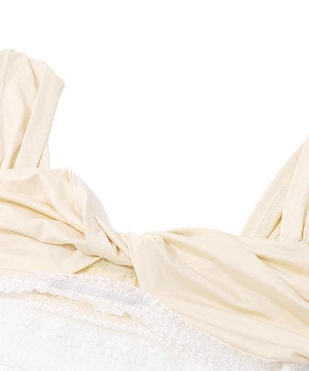 Twisted Front Lace & Ruched Top with Self-Tie Straps – Your Chic Fall Getaway Essential