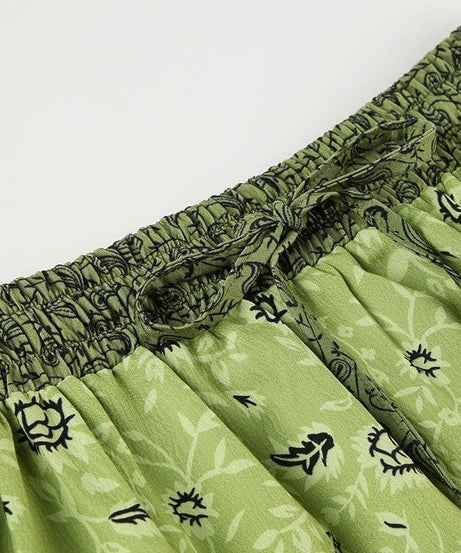 Boho Chic Patchwork Maxi Skirt - Effortless Green Style for Fall