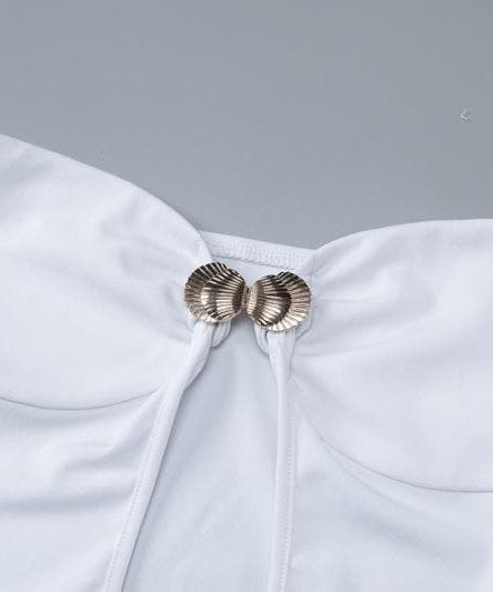 Goddess Chic White Strapless Cut-Out Maxi Dress with Gold Accent – Your Ultimate Resort & Holiday Soirée Statement