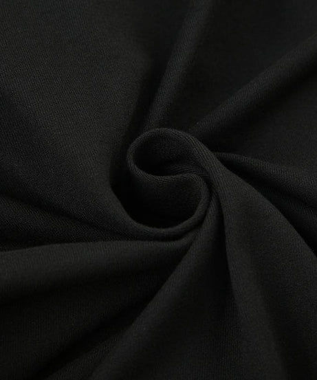 Elevated Fall Chic: Black V-Neck Long Sleeve Top with Satin Ruffle Detail