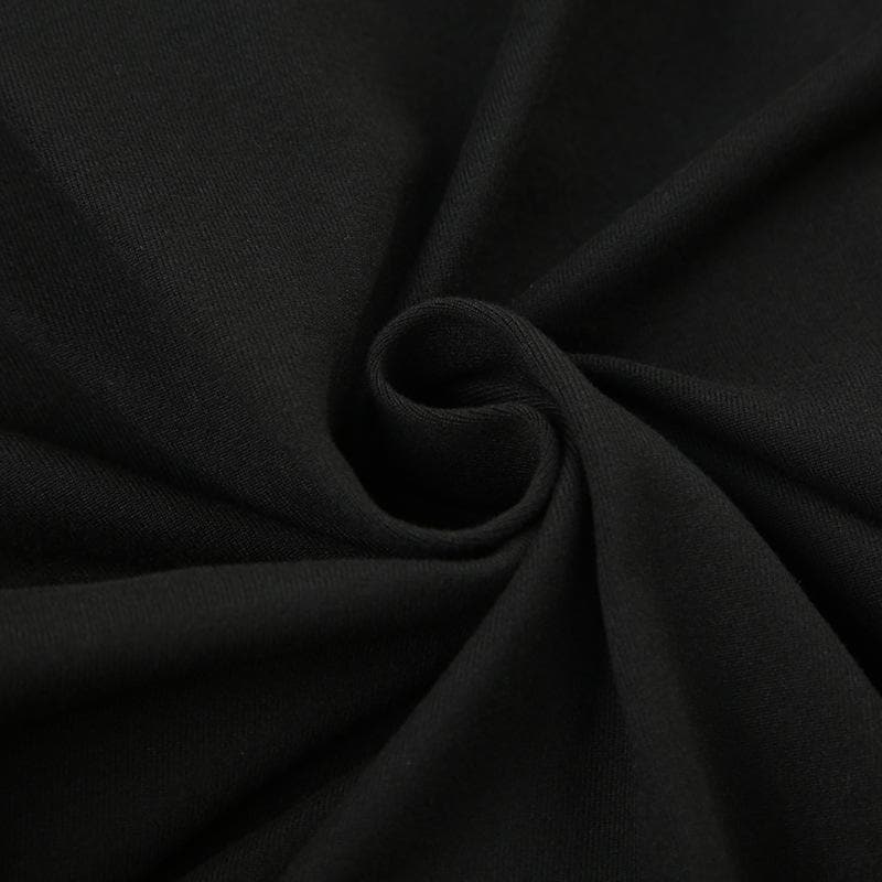 Elevated Fall Chic: Black V-Neck Long Sleeve Top with Satin Ruffle Detail