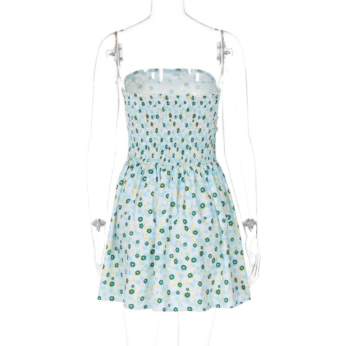 Effortless Ditsy Floral Ruched Tube Mini Dress - Your Chic Strapless Vacation Essential