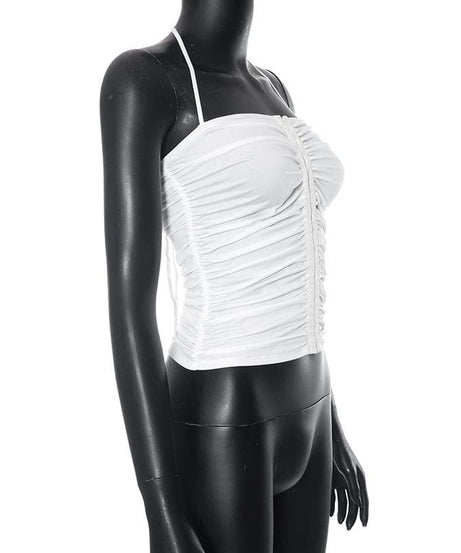 Glamorous Ruched Halter Crop Top – Your Chic Essential for Fall Parties & Nights Out