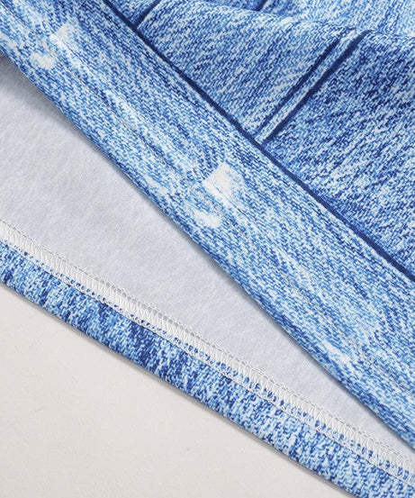 Effortless Fall Chic: Acid Wash Denim Illusion Long Sleeve Maxi Dress