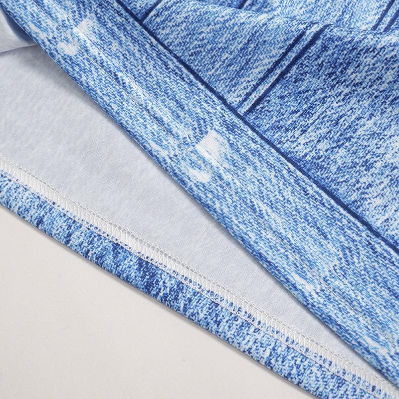 Effortless Fall Chic: Acid Wash Denim Illusion Long Sleeve Maxi Dress