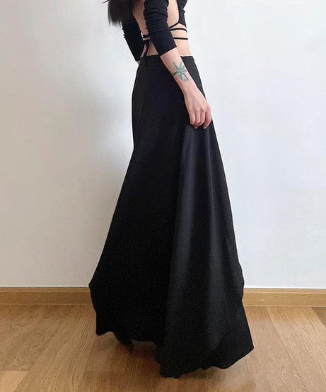 American Fall Fashion: Edgy Lace-Up Corset Maxi Skirt – Perfect for Halloween & Autumn Style