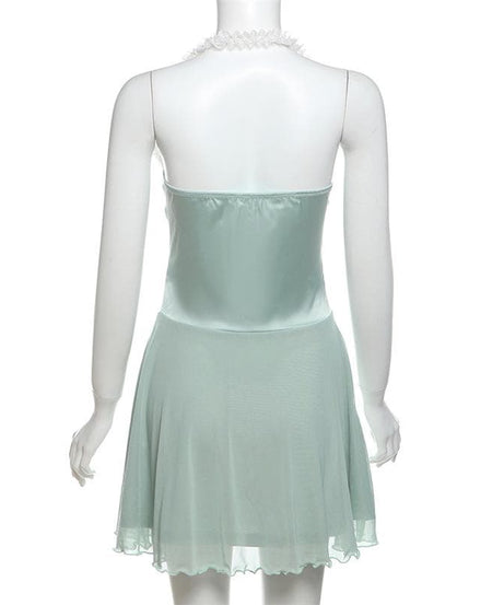 Enchanting Mint Green Halter Mini Dress | Resort & Holiday Chic