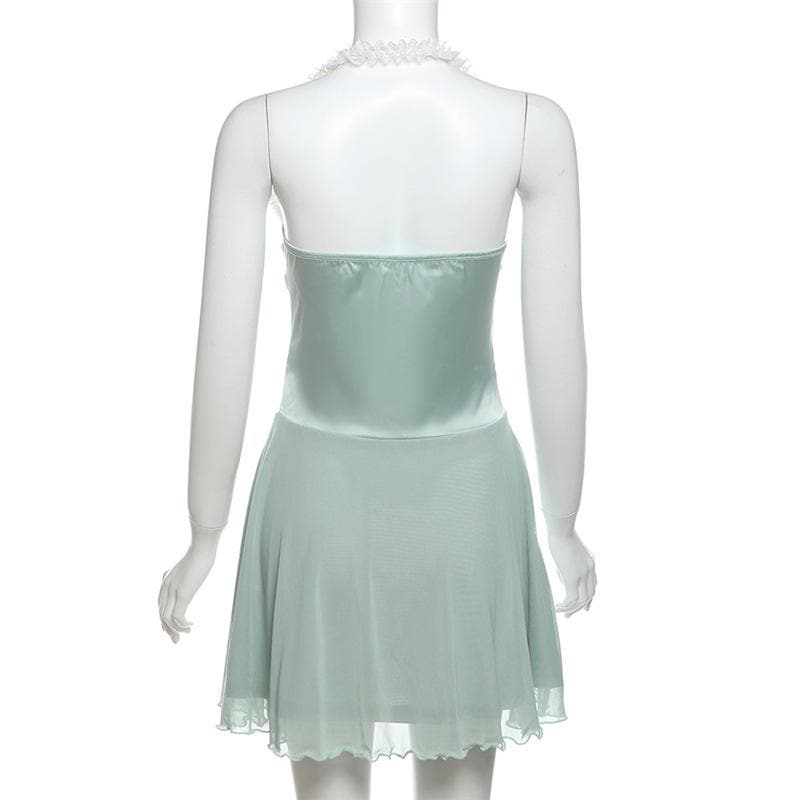 Enchanting Mint Green Halter Mini Dress | Resort & Holiday Chic