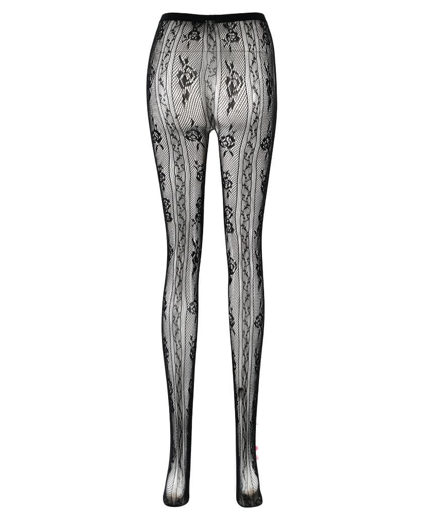 Sultry Red Lace & Bowknot Fishnet Tights - Daring Cut-Out Hosiery for Halloween & Beyond
