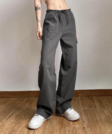 Effortless High-Waisted Cream Cargo Pants | Drawstring Wide Leg for Fall Trends