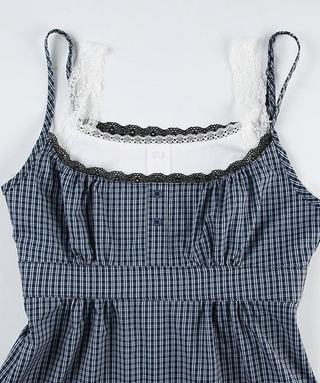 Chic Gingham Plaid Babydoll Top - Lace Trim, Ruffle Hem, & Fall Layering Essential