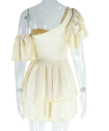 Dreamy White One-Shoulder Ruffle Mini Dress - Fall Party & Vacation Perfect
