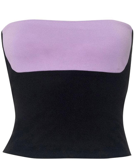 Effortless Fall Style: Lavender & Black 2-Way Backless Strapless Top – Your Chic Go-To