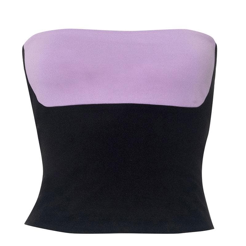 Effortless Fall Style: Lavender & Black 2-Way Backless Strapless Top – Your Chic Go-To