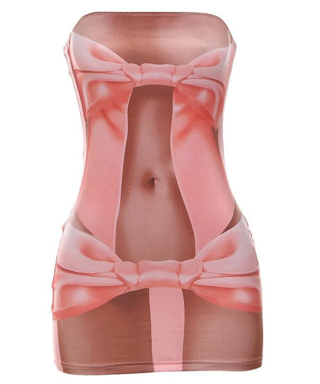 Wrapped in Style: Daring Illusion Bow Mini Dress - Perfect for Halloween & Party Season